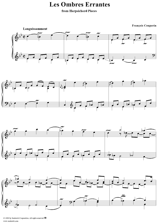 Harpsichord Pieces, Book 4, Suite 25, No.5:  Les ombres errantes