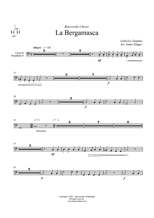 La Bergamasca - Choir 2, Trombone 4