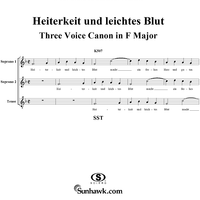 Heiterkeit und leichtes Blut, three voice canon in F Major, K507