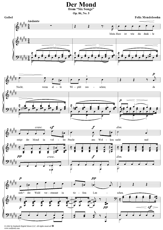 Six Songs, Op. 86, No. 5: "The Moon" (Der Mond)