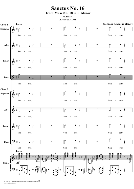Sanctus - No. 16 from Mass no. 18 in C minor ("Great")   - K427 (K417a)
