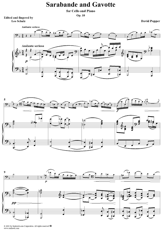 Sarabande and Gavotte, Op. 10 - Piano Score