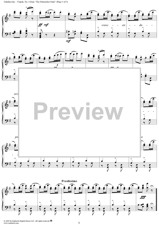 Suite from ''The Nutcracker''. Danse russe Trépak" Sheet Music for