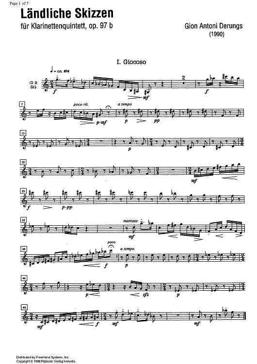 Ländliche Skizzen Op.97b - B-flat Clarinet 2