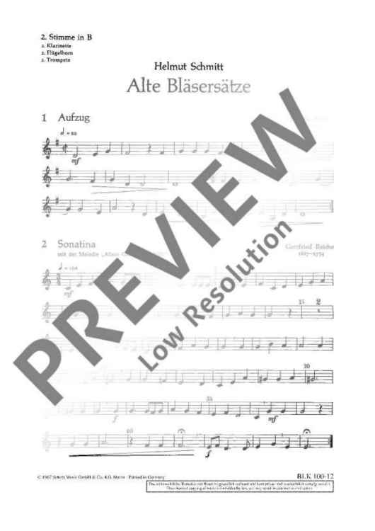 Alte Bläsersätze - 2nd Part In Bb