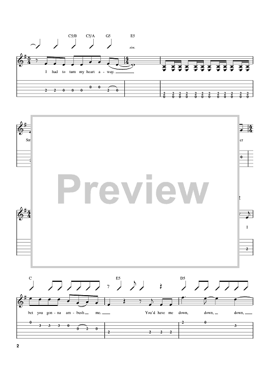 Barracuda" Sheet Music by Heart for Easy Guitar Tab Sheet Music Now