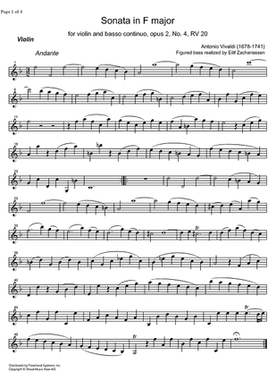 Sonata F Major Op. 2 No. 4 RV20 - Violin