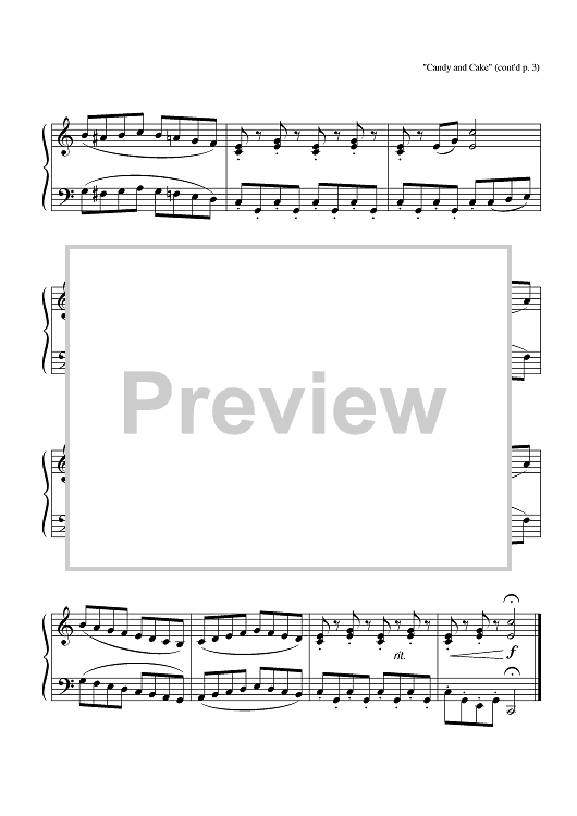 Candy and Cake" Sheet Music for Piano Solo Sheet Music Now