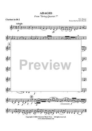 Adagio from "String Quartet 7" - Clarinet 2 in B-flat