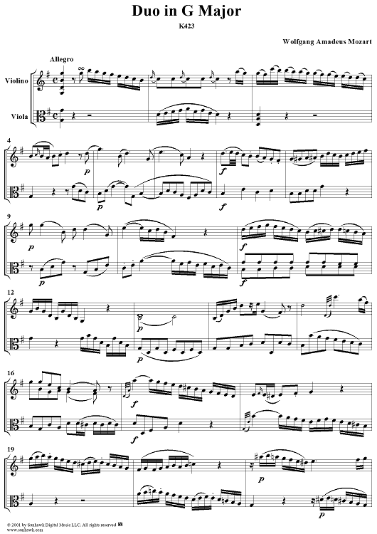 Duo in G Major - Score
