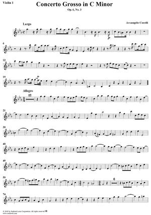 Concerto Grosso No. 3 in C Minor, Op. 6, No. 3 - Violin 1