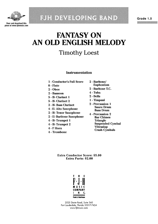 Fantasy On An Old English Melody - Score