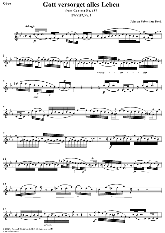 "Gott versorget alles Leben", Aria, No. 5 from Cantata No. 187: "Es wartet alles auf dich" - Oboe
