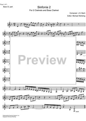 Three Part Sinfonia No. 2 BWV 788 c minor - Bass Clarinet