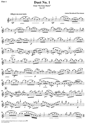 Duet No. 1 from Six Easy Duets, Op. 137 - Flute 1