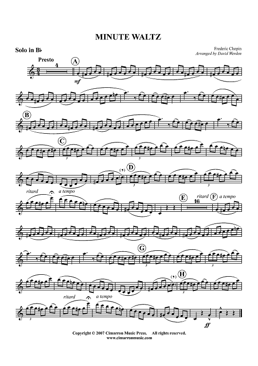 Minute Waltz - Trumpet in B-flat/Euphonium in B-flat Solo