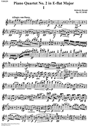 Piano Quartet No. 2 in E-flat Major, Op. 87 - Violin