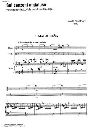 6 canzoni andaluse (6 andalusian songs) - Score