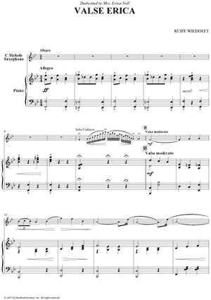 Valse Erica - Piano Score (for C Melody Sax)