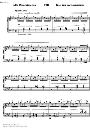Alla Reminiscenza - Forgotten Melodies 1, Op.38 No. 8