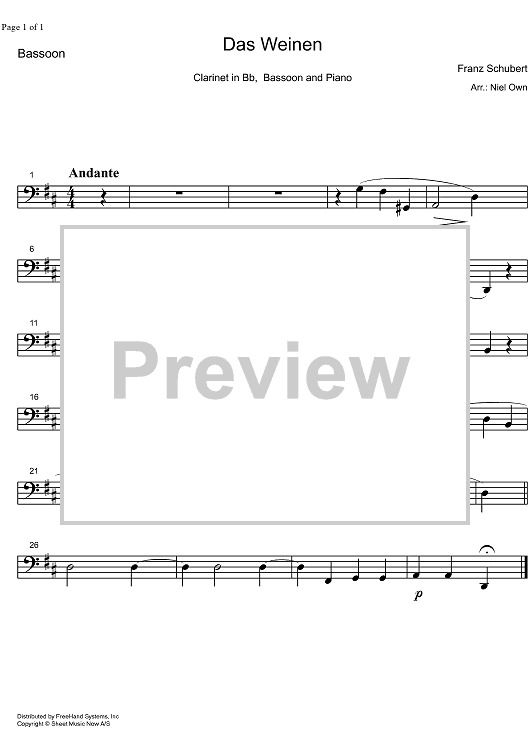 Das Weinen Op.106 No. 2 D926 - Bassoon