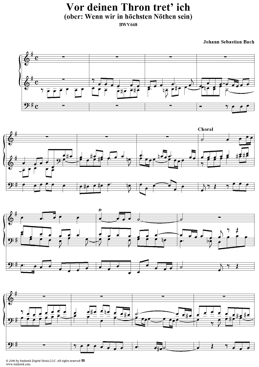 Vor deinen Thron tret' ich hiermit (inc), No. 18 from "18 Leipzig Chorale Preludes", BWV668