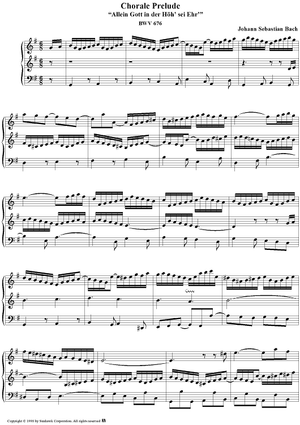 Chorale Prelude, BWV 676: Allein Gott in der Höh' sei Ehr