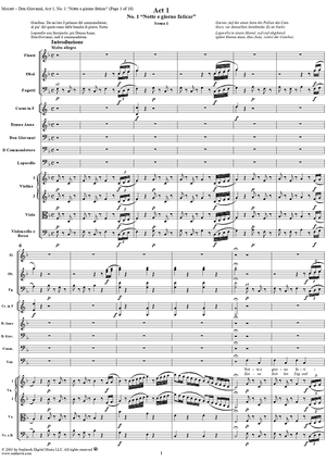 "Notte e giorno faticar", No. 1 from "Don Giovanni", Act 1, K527 - Full Score