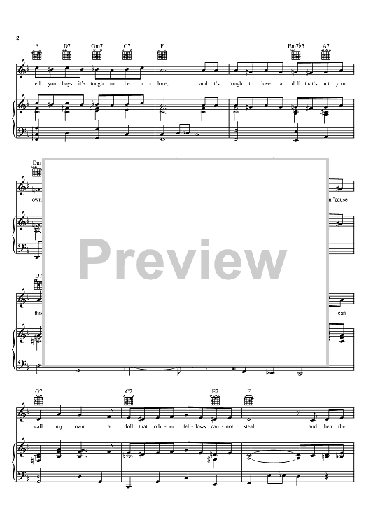 Paper Doll" Sheet Music by Mills Brothers; Lena Horne for Piano/Vocal