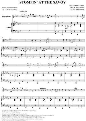 Stompin' At The Savoy - Piano Score