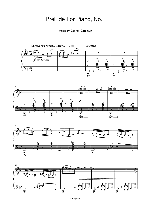 Prelude For Piano, No.1