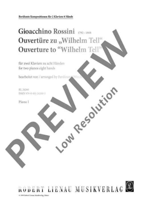 Ouverture to „Wilhelm Tell“ - Vocal/piano Score