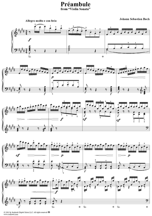 Preambule from the Sixth Violin Sonata in E Major