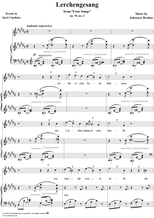 Lerchengesang - No. 2 from "Four Songs"   Op. 70
