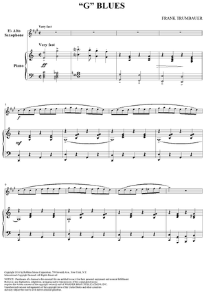 "G" Blues - Piano Score