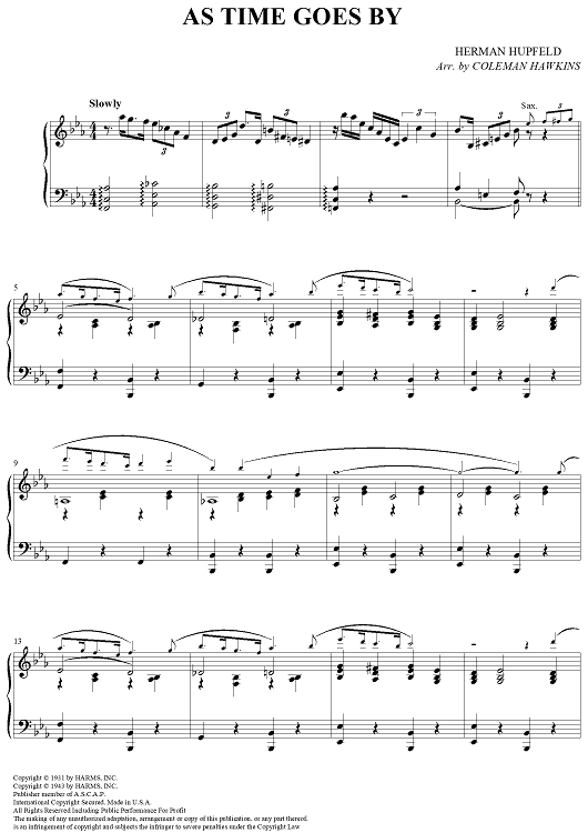 As Time Goes By - Piano Score