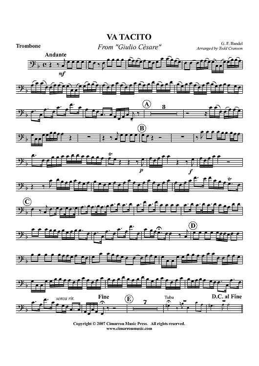 Va Tacito - From "Giulio Cesare" - Trombone
