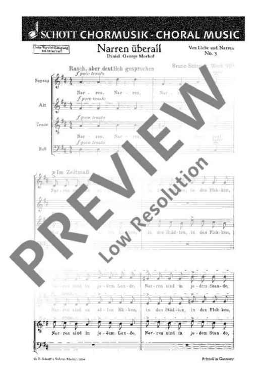 Von Liebe und Narren - Choral Score