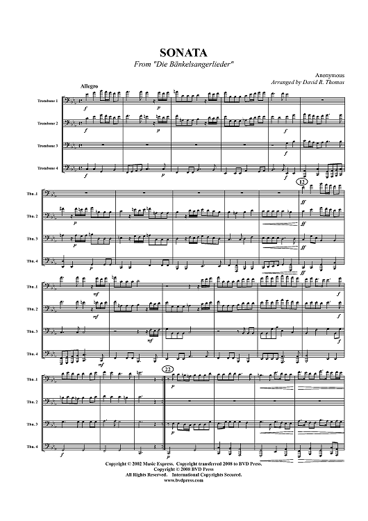 Sonata from "Die Bänkelsangerlieder" - Score