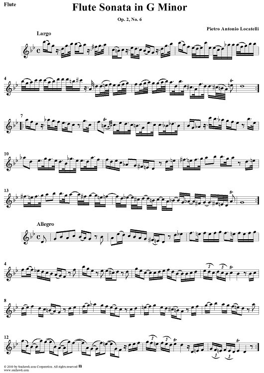 Flute Sonata in G Minor, Op. 2, No. 6 - Flute