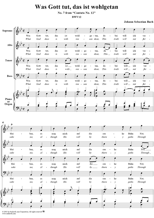 "Was Gott tut, das ist wohlgetan" (choral), No. 7 from Cantata No. 12