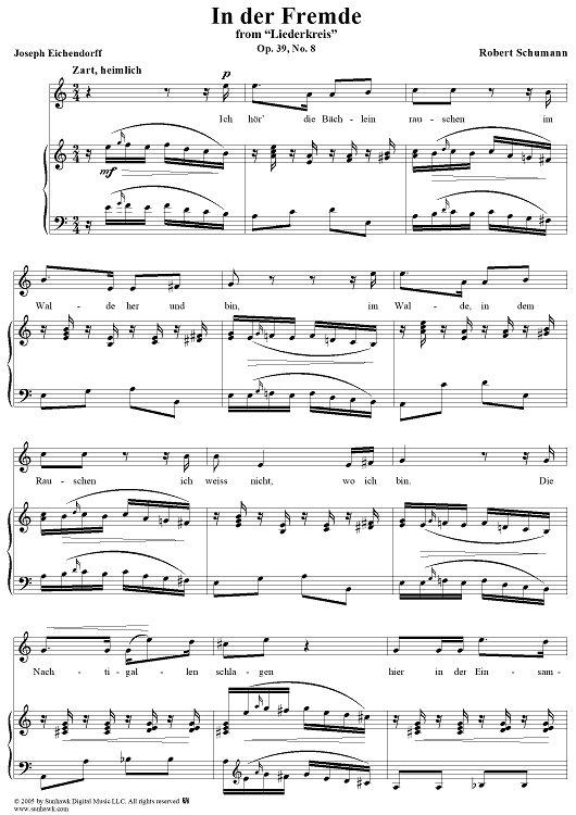 Liederkreis, Op. 39: No. 8, In der Fremde