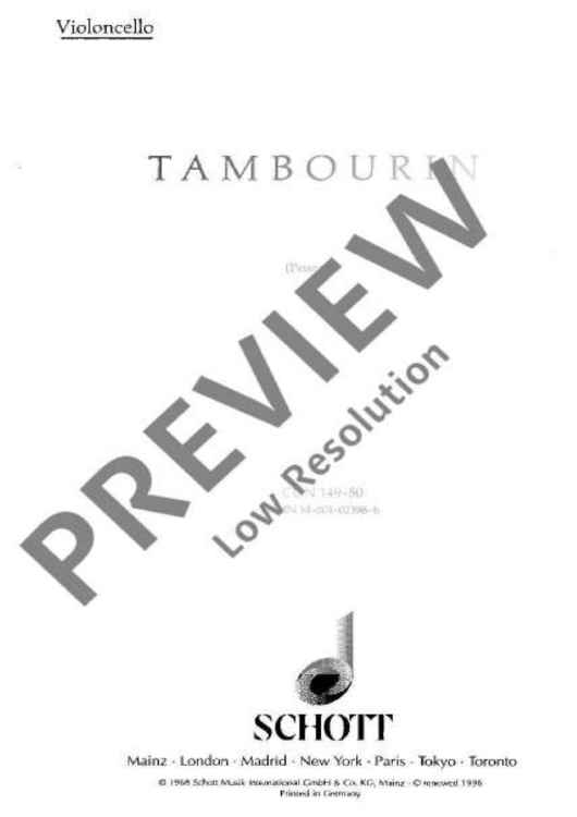 Tambourin - Violoncello