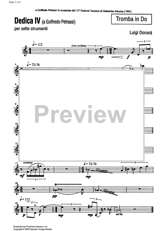 Dedica IV (a Goffredo Petrassi) - Trumpet