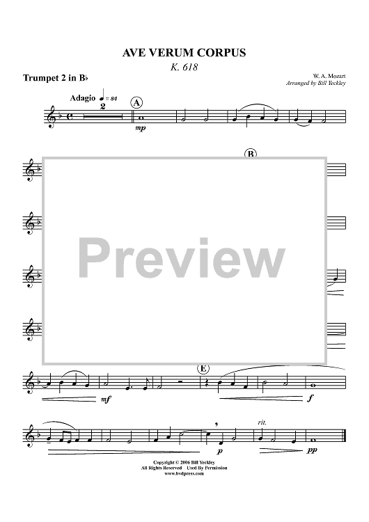 Ave Verum Corpus - K. 618 - Trumpet 2 in Bb