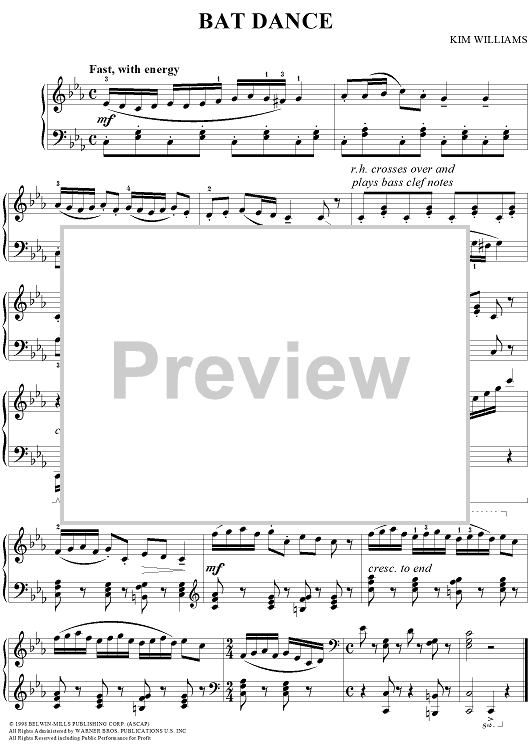 Bat Dance" Sheet Music for Piano Solo Sheet Music Now