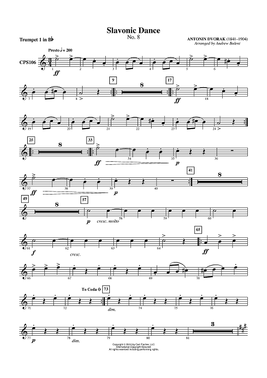 Slavonic Dance No. 8 - Trumpet 1 in Bb