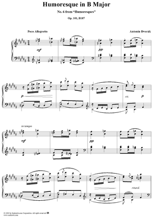 Humoresque No. 6 in B Major - from "Humoresques" - Op. 101 - B187