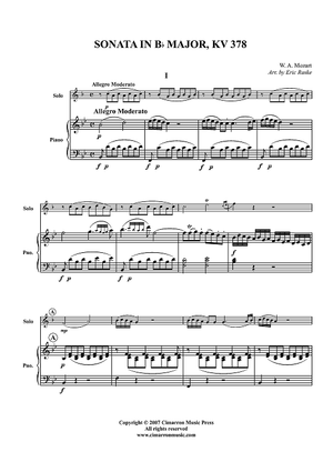 Sonata in B-flat Major, KV 378 - Piano Score
