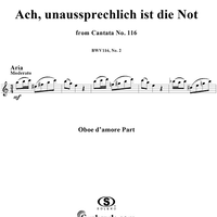 "Ach, unaussprechlich ist die Not", Aria, No. 2 from Cantata No. 116: "Du Friedefürst, Herr Jesu Christ" - Oboe d'amore